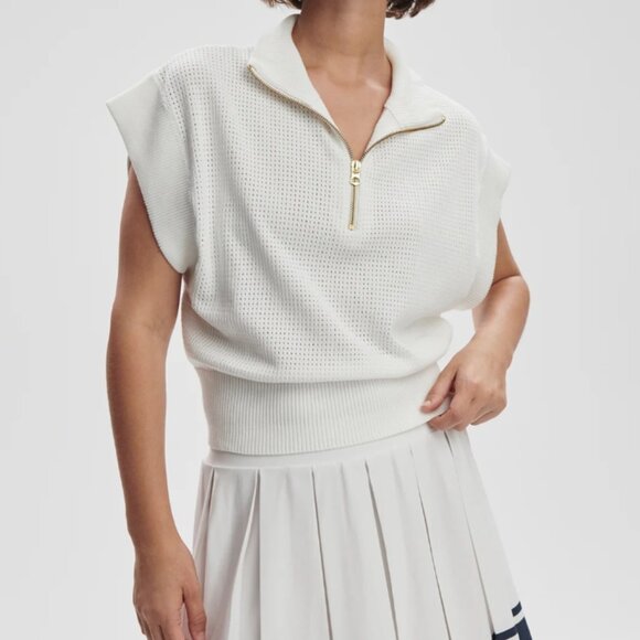Varley Fulton Cropped Knit Pullover Sweater Vest Preppy Lightweight Top Layer XS - Picture 1 of 11